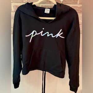 Victoria's Secret PINK Fleece Cropped Cinched Campus Hoodie size L